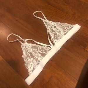 White see through floral lace bralette